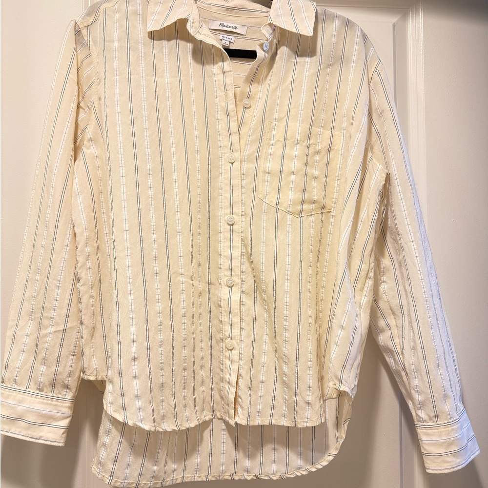 Madewell Women’s yellow Striped Button Down Shirt